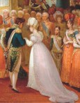 Detalhe da gravura que retrata o desembarque da Princesa Real no Brasil, segundo estudo de Jean-Baptiste Debret.