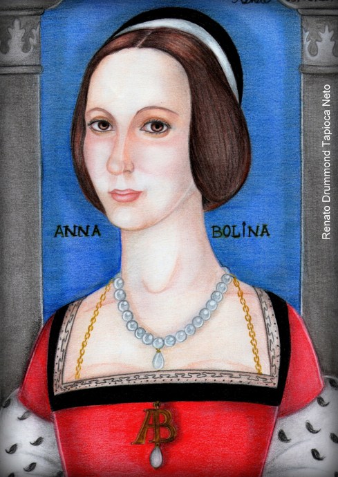 Ana Bolena como Marquesa de Pembroke (desenho e pintura de Renato Drummond Tapioca Neto).