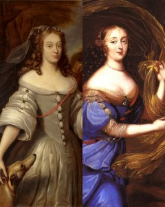 Louise de La Vallière (esquerda) e Madame de Montespan (direita), amantes do rei Luís XIV.
