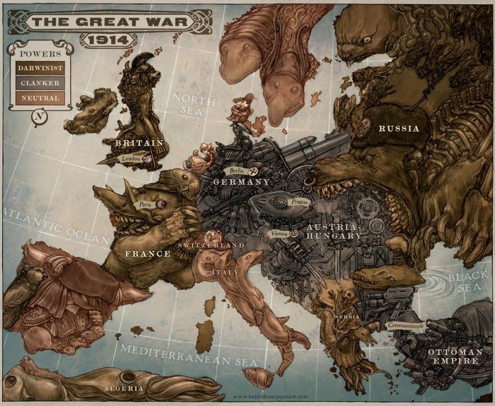 Ilustração do mapa político da Europa em 1914.