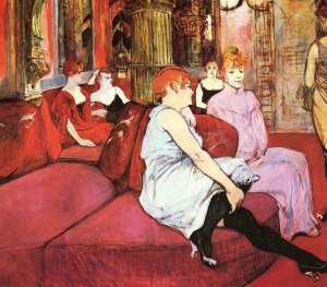 Salão de cortesãs parisienses na rue des Moulins, por Henri Toulouse-Lautrec (1894).