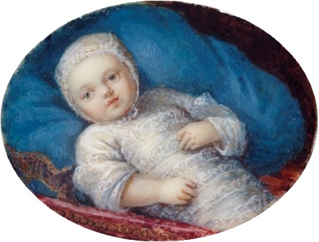Maria Antonieta recém-nascida, em 1755 (artista desconhecido).