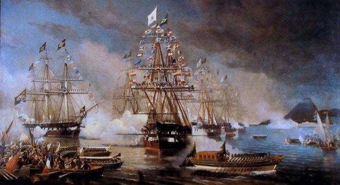 Chegada da Fragata Constituição ao Rio de Janeiro. Óleo sobre a tela de Eduardo de Martino.