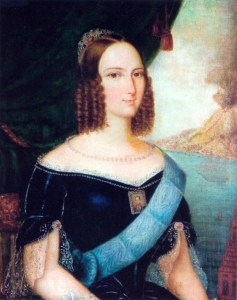 Retrato de Teresa Cristina de Bourbon enviado à D. Pedro II por ocasião das negociações do casamento. (atribuído a José Correia de Lima, 1843).