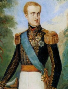 Detalhe da tela de Johann Moritz Rugendas, retratando D. Pedro II à época de seu casamento com Teresa Cristina.