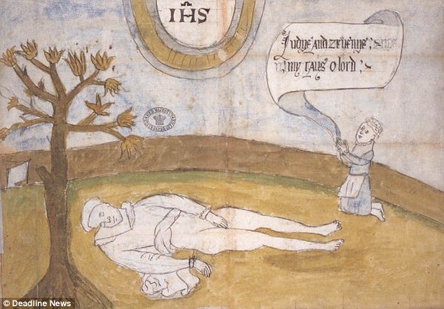 Imagem retratando Darnley morto em Kirk O'Field, Edimburgo. Como podemos observar, seu corpo está parcialmente coberto.