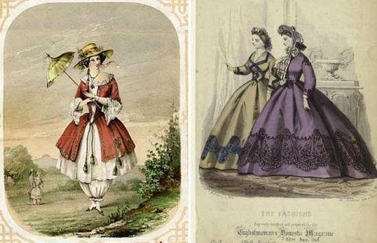 Exemplo da moda feminina importada para o Brasil entre as décadas de 1850-70.